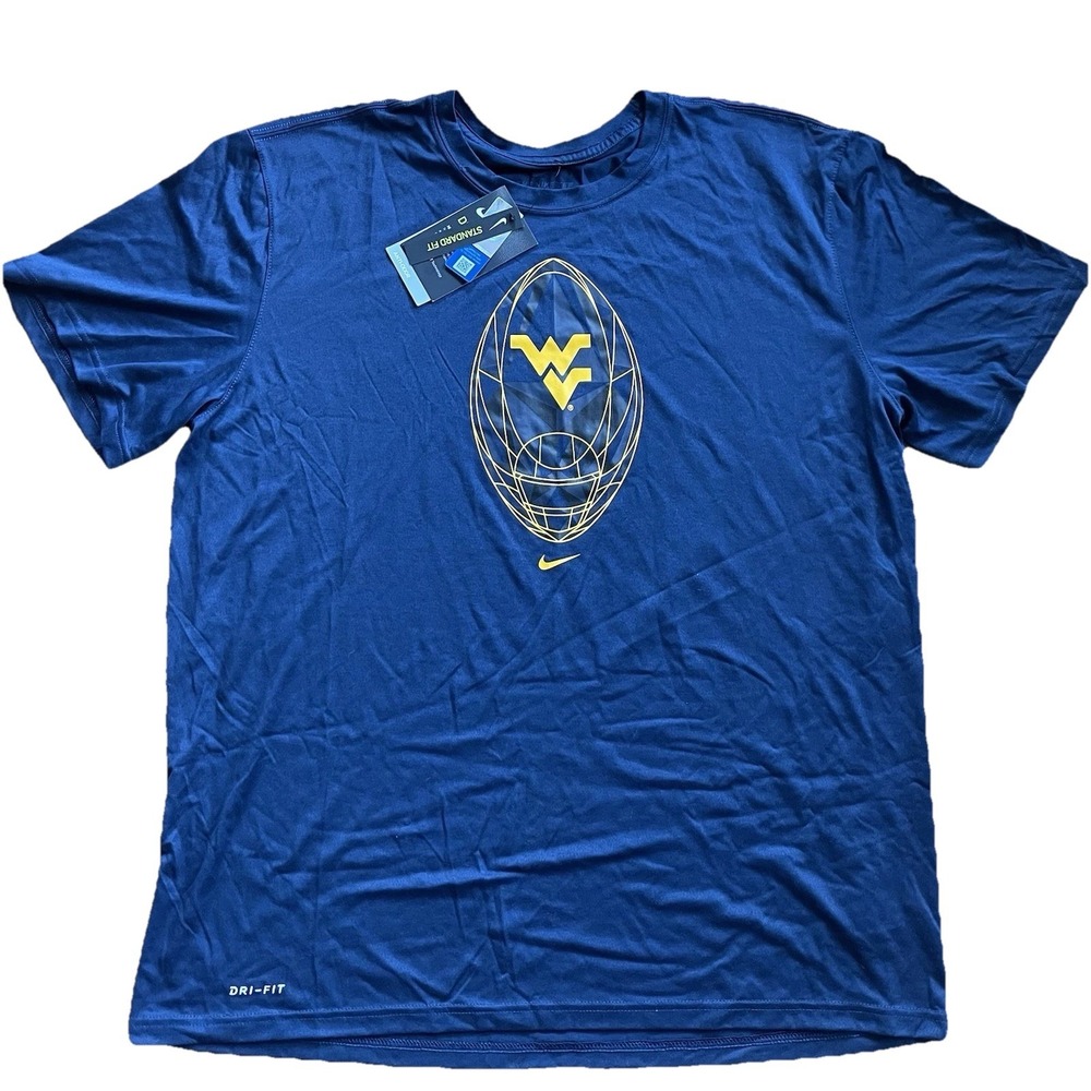 NWT Nike Mens Dri-Fit XL West Virginia Mountaineers Football Performance Shirt